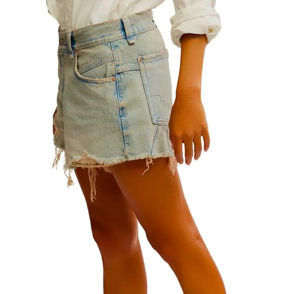 NWT Free People Now or Never distressed Denim Short, 31